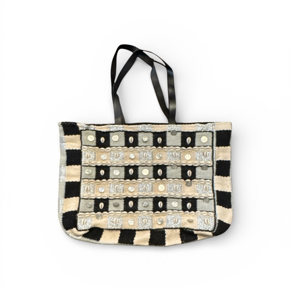 Philia & Agape Black and Cream Boho Natural Jute Tote Bag - Picture 2 of 8